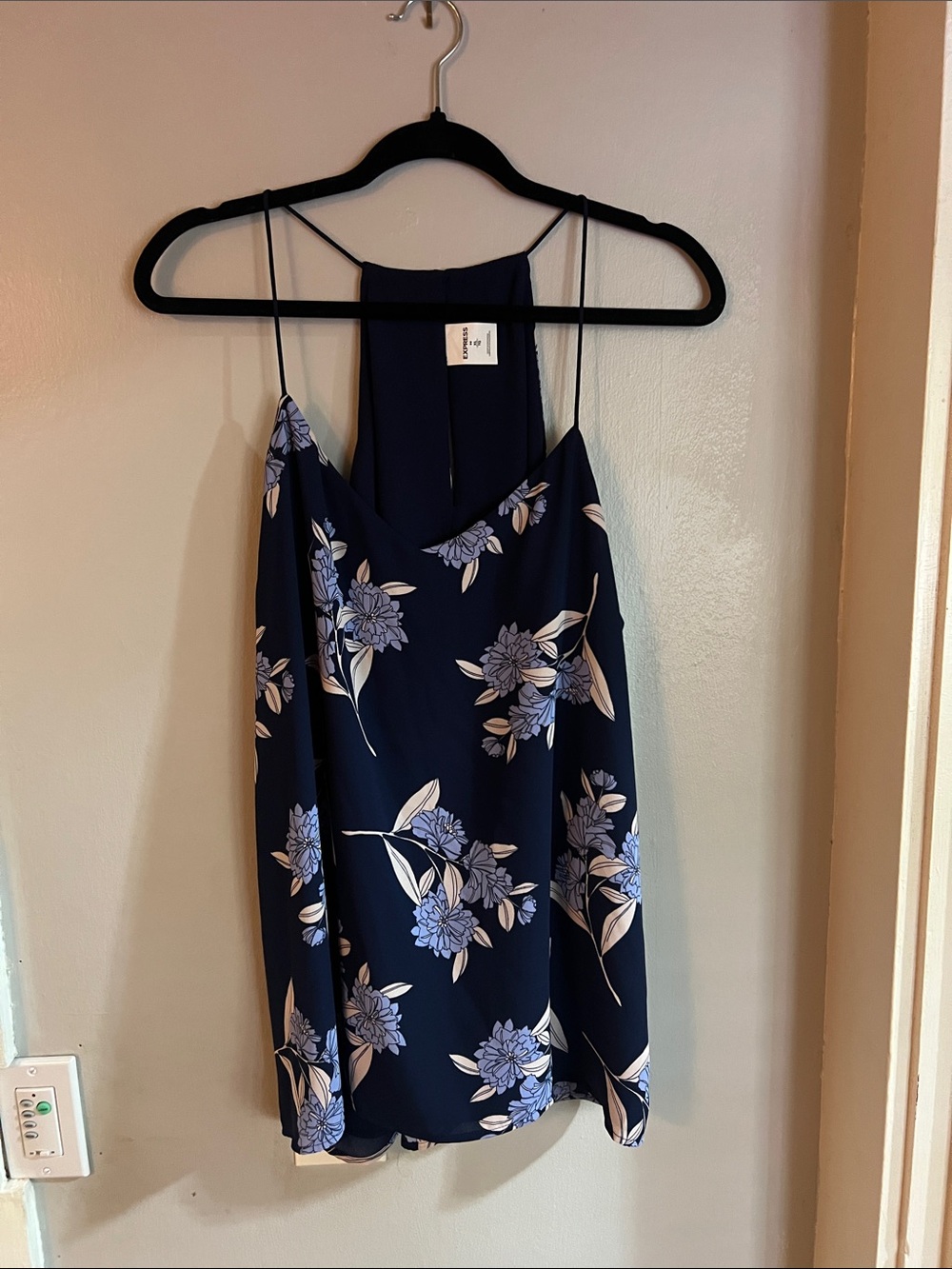 Express Navy Floral Spaghetti-Strap Cami XL